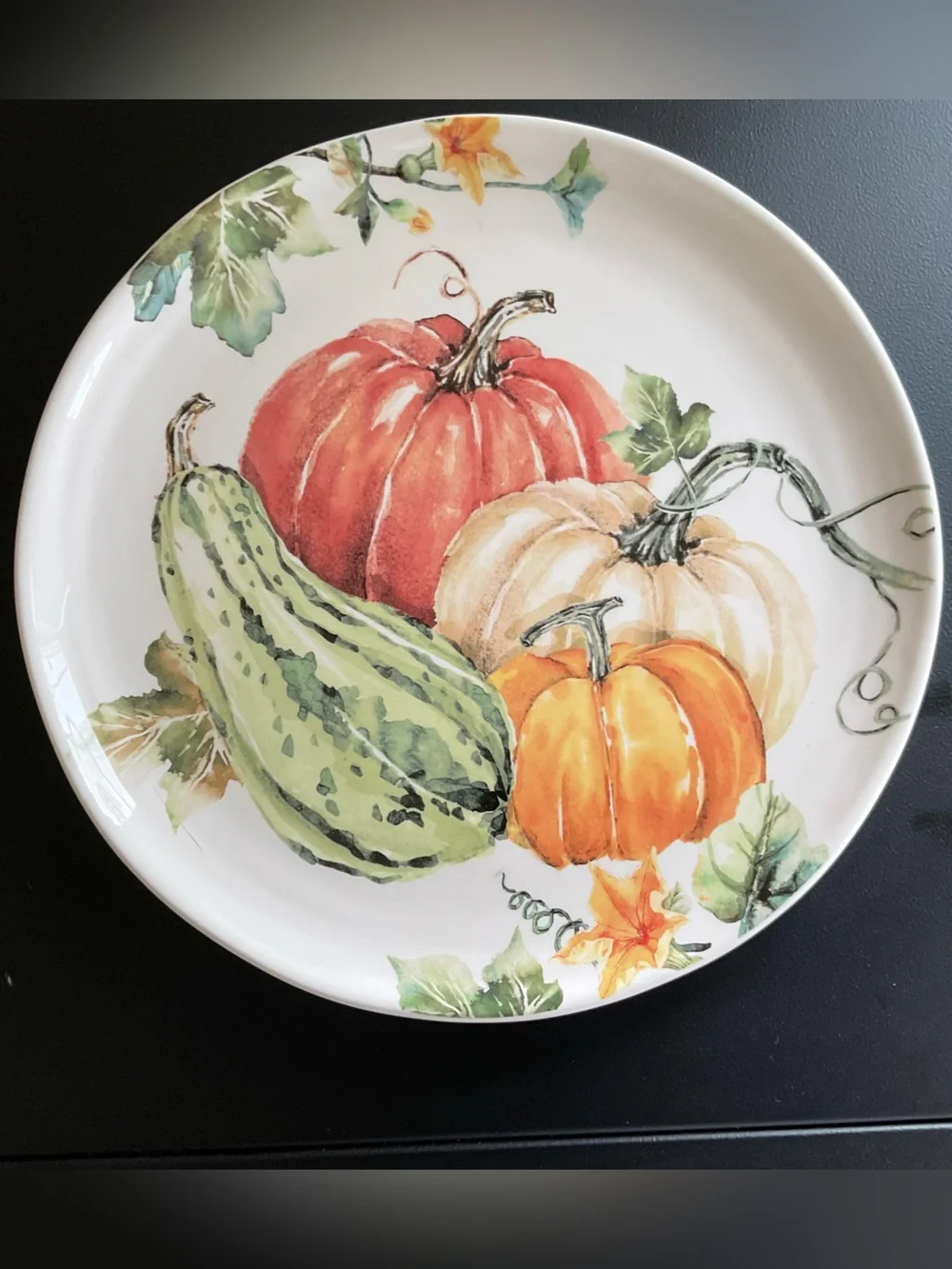 Bico Pumpkins & Gourd Autumn Harvest Ceramic 11” Dinner Plates, Set of 4